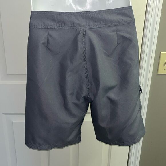 Ron Jon Surf Shop Gray Hoop & Loop/ Tie Closure Swim Trunks w/ Cargo Pocket- 34 - Picture 6 of 14